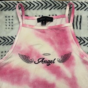 Pink tie dye “Angel” cropped tank